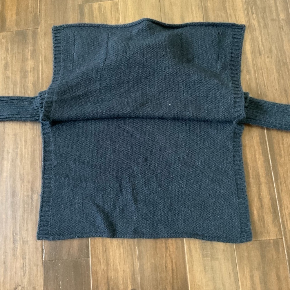 Carolina Herrera Blue Size Small Pullover Turtleneck Poncho Sweater Wool Blend - Picture 7 of 9